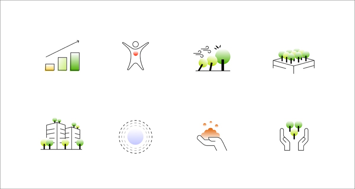 Custom-drawn iconography